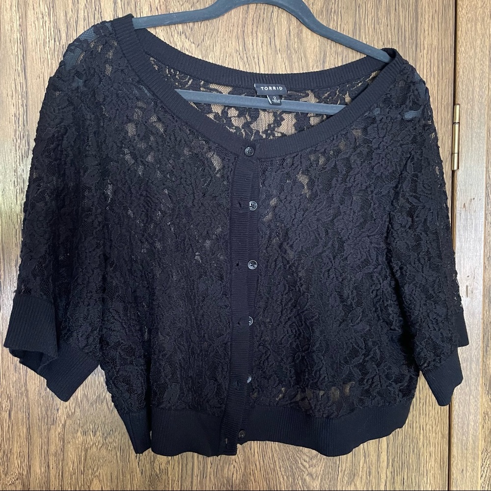 Torrid Lace Button Crop Cardigan